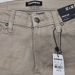 Express Men's Athletic Slim Jeans - Tan